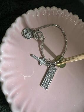 Premier Designs Silver-Tone Crystal  Stretch Charm Bracelet #PDBR1